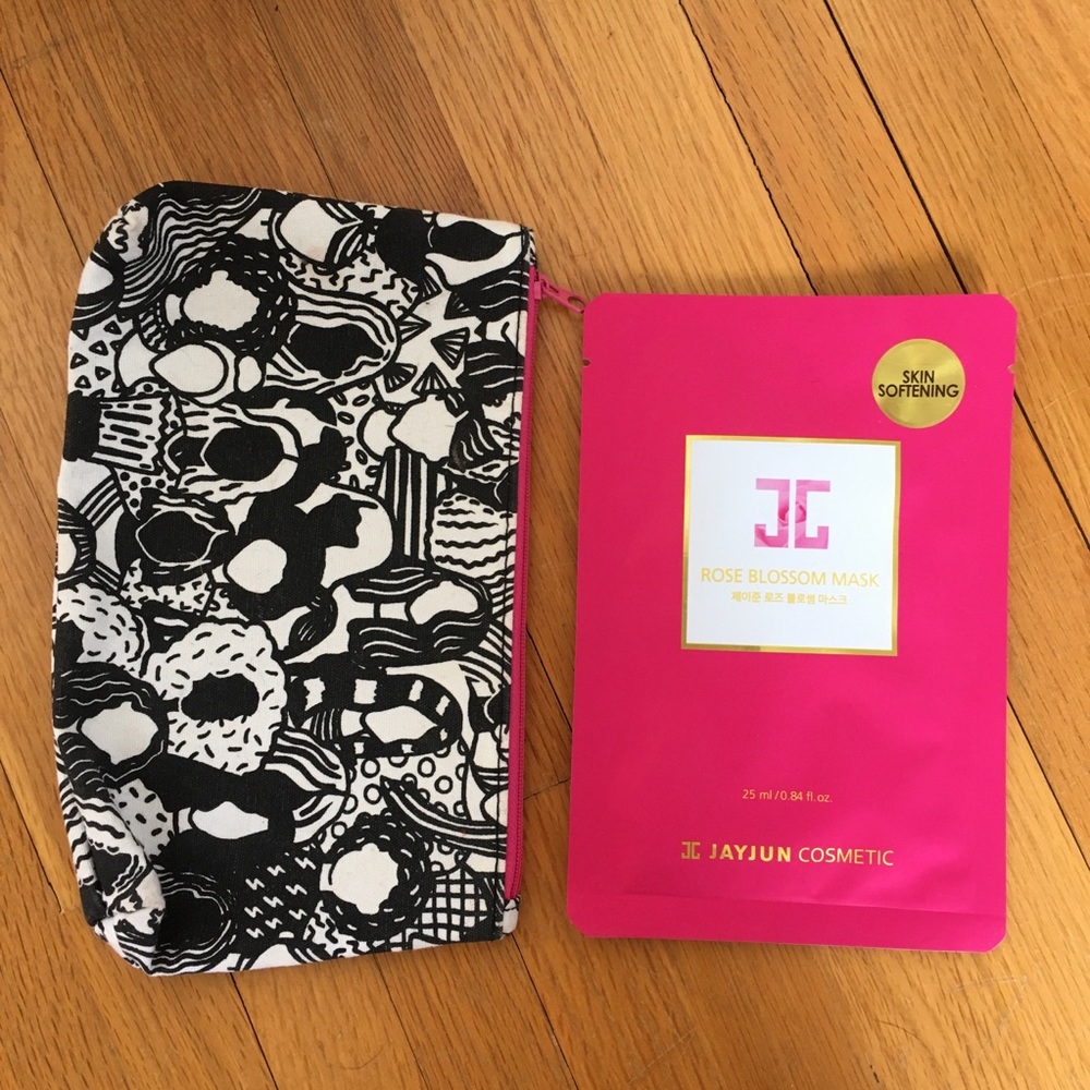 NWT JayJun rose blossom sheet mask & make up bag